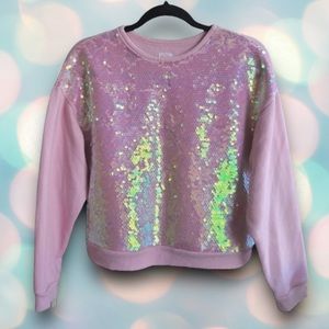 Girl’s Pink Sequin Sparkle Crewneck Sweatshirt Size M 7-8